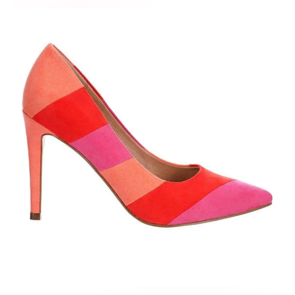 Michael by Michael Shannon Racer Pump Heels Coral, Pink & Red Stripes Size 8